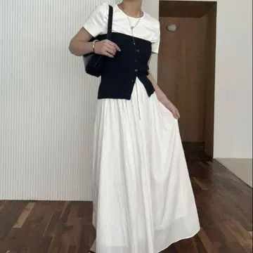 새상품 CAPRICIEUX LE'MAGE 플레어 스커트 롱 스커트 화이트