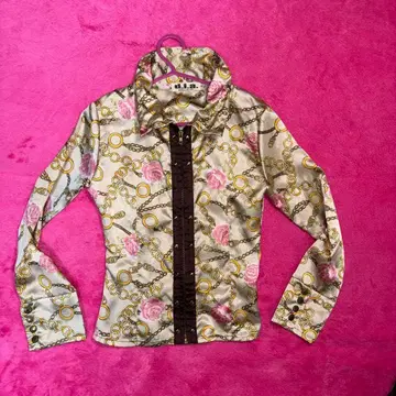 인기 D.I.A 플라워 디자인 새틴 셔츠 Y2K 갸루 스타일