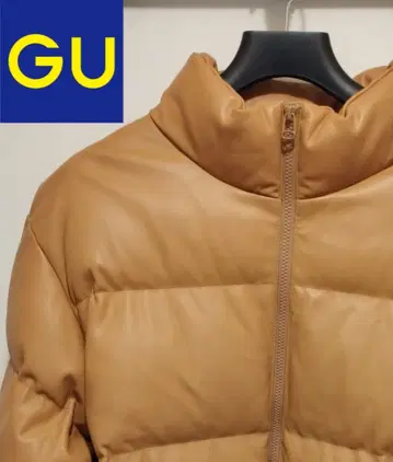[택 포함 새상품] GU 인조 가죽 다운 자켓 L 브라운