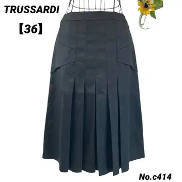 트루사르디 TRUSSARDI 무릎 기장 스커트 36/S 인조 가죽 블랙