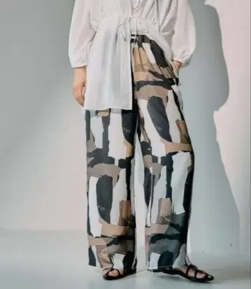 LEPSIM 렙심 직물 패턴 팬츠 브라운 패턴 팬츠 새틴