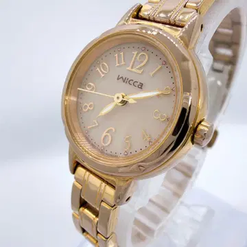 새상품급 솔라 CITIZEN wicca 핑크 x 골드 손목시계 E031