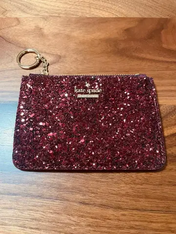 케이트 스페이드 카드 케이스 동전 지갑 라메 글리터 레드
