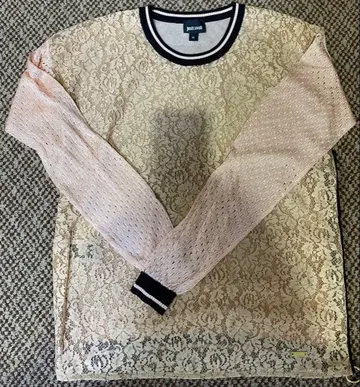 JUST CAVALLI 핑크 레이스 긴팔 상의 지퍼 새상품급