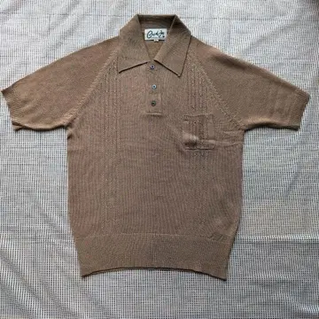 Cry of joy 쇼와 레트로 남성용 카라 부착 썸머 니트 카멜