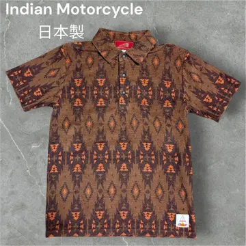 Indian 동양 엔터프라이즈 네이티브 무늬 피케 셔츠 일본제 M