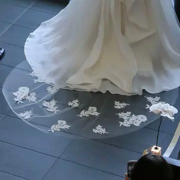 트리트 드레싱 베일 80 x 250cm 개더 없음 꽃 자수