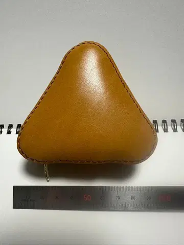 삼각형 가죽 코인 케이스 오니기리 파우치