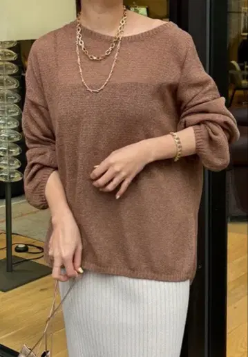 새상품급 doudou 페이퍼얀 풀오버 브라운