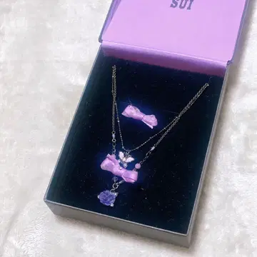 안나수이 나비 리본 로즈 목걸이 2개 세트 퍼플