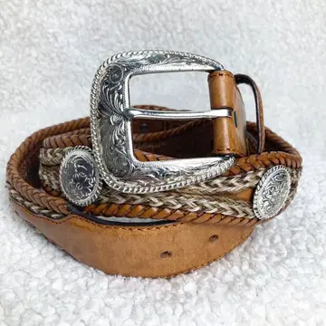 토니 라마 듀크 가죽 벨트 에이지드 바크 36 실버 버클