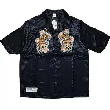 goodnight5tore 자수 반팔 셔츠 네이비 GN201