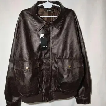 새상품 플라이트 자켓 XL A2 인조 가죽 데미지 칩 클립