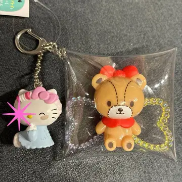 가챠 파우치 화이트 고양이와 곰돌이