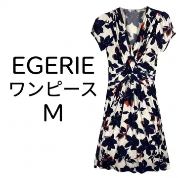 282 EGERIE 원피스 프랑스제 올 패턴 무릎 기장 스트레치 M