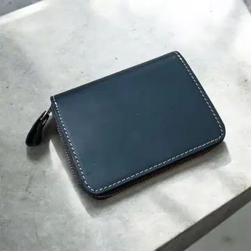 천연 가죽 남성용 컴팩트 지갑 이단 접이식 라운드 지퍼 동전 지갑 블랙