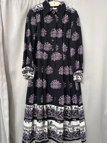 쇼와 레트로 보라색 꽃무늬 롱 원피스 11호