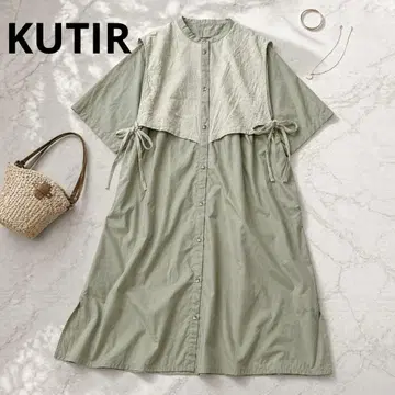 N241 KUTIR 셔츠 원피스 롱 원피스 베스트 레이어드풍 M 반팔