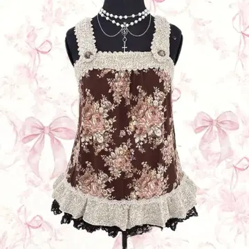 y2k axes femme 튜닉 꽃무늬 리본 모리걸 그런지