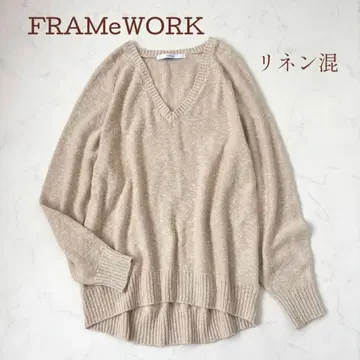 손세탁 가능 프레임워크 멘아사 슬라브 V넥 풀오버 린넨 혼방 루즈핏