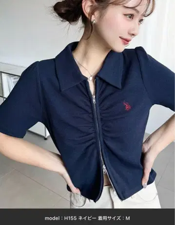 U.S.POLO ASSN. 원포인트 자수 W 지퍼 프론트