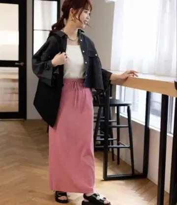 LEPSIM 모듬 5부 소매 데님 셔츠 새상품급 * 블랙 FREE 사이즈