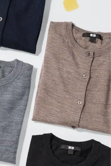 엑스트라 파인 메리노울 크루넥 가디건 34 brown M
