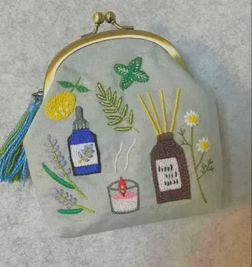 핸드메이드 손자수 가마구치 파우치 아로마