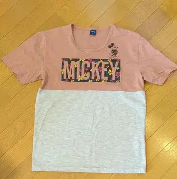 미키 플라워 프린트 반팔 T셔츠