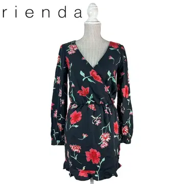 05T650 rienda 꽃무늬 V넥 긴팔 튜닉 블라우스 봄/여름/가을