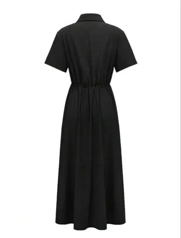 블랙 셔츠 원피스 반팔 허리밴딩