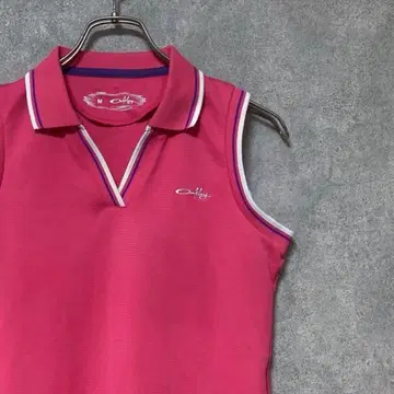 OAKLEY 오클리 핑크 로고 슬리브리스 피케 셔츠 핑크