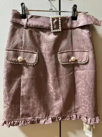 Ank Rouge 펄, 비쥬 장식 사다리꼴 스커트 핑크 컬러 양산 지뢰