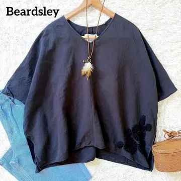 비어즐리 beardsley 린넨 V넥 블라우스 꽃무늬 모티브 루즈핏