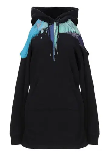 MARCELO BURLON 페더 블랙 오픈 숄더 날개 그래픽 M