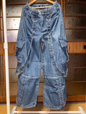 REFLEM 2WAY 와이드 데님 카고 팬츠