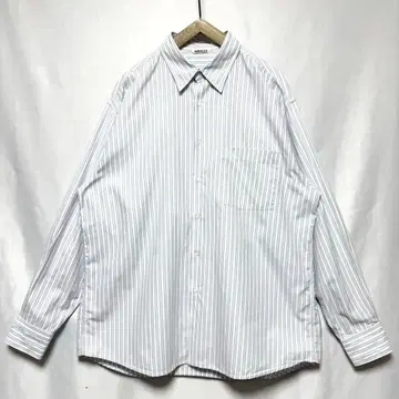 사이즈 5! AURALEE 워시드 랫핑크 트윌 스트라이프 셔츠