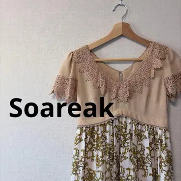 Soareak 소아리크 / 레이스 플레어 원피스 반팔 원피스 미디 기장