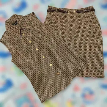 CECIL McBEE 골드 & 라메 스커트 셋업 빈티지