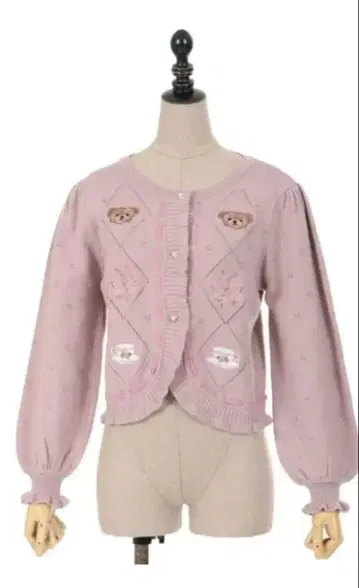 axes femme kawaii Rosy Bear 니트 가디건