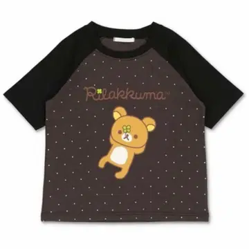 리락쿠마 x SPINNS 스핀스 도트 무늬 래글런 티셔츠 차콜 그레이