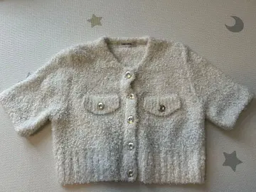 cocodeal 플러피 하프 슬리브 니트 자켓