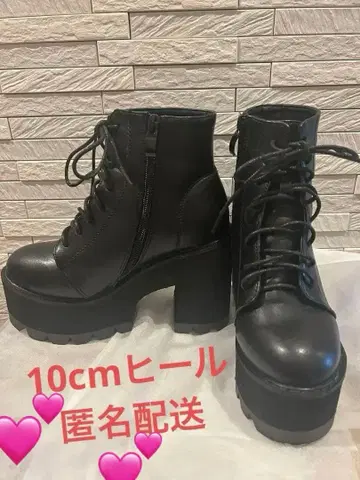 10cm 통굽 부츠 코스프레 블랙 레이스업 스니커즈 통굽