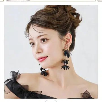 ANNAN WEDDING 블랙 귀찌 꽃 모티브 ME230