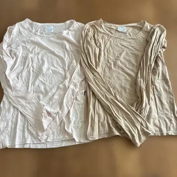 파브리카 앙 플라네테르 긴팔 T셔츠 2장 세트 라이트 핑크 베이지