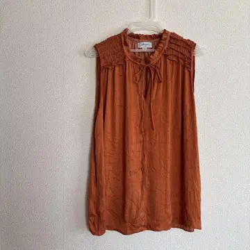 카르멘 마크 발보 블라우스 프릴 슬리브리스 무지 L 벽돌 폴리에스테르