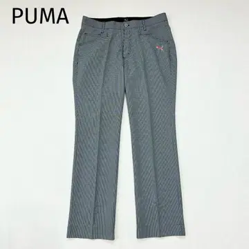 [푸마] 골프 팬츠 W85 L 상당 로고 체크 무늬 센터 프레스 새상품급