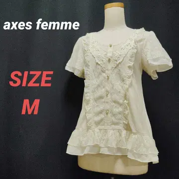 axes femme 엑시즈팜 프릴 레이스 블라우스 펄 반팔 M