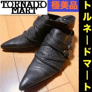 컨디션 최상 TORNADO MART 악어 무늬 가죽 뮬 L 사이즈