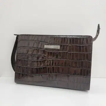 장 폴 고티에 악어 엠보싱 클러치 브라운 빈티지